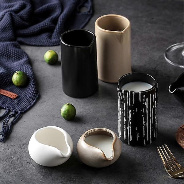 Sausenebb og Melkemugge Svart Keramikk Moderne Design for Sauser Kaffe og Salatdressing