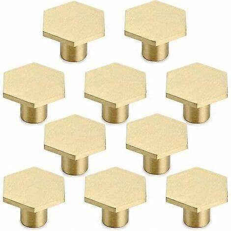 10 stk. massive messing sekskantede knopper, skabslågeknapper runde messingknopper møbelknopper 30*21mm