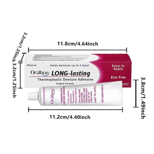 Long-lasting Denture Adhesive, Long-lasting Super Hold Denture Adhesive Cream for Dentures (1 pc)