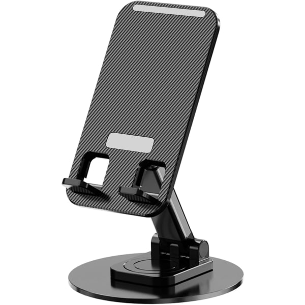mobiltelefonhållare, justerbar dubbelvikbar skrivbordshållare för mobiltelefon, 360-graders rotation, kompatibel med iPhone/Android/Samsung/Sony (svart)