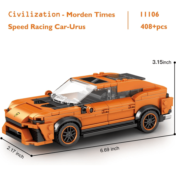 Speed ​​Racing Cars Byggset för pojkar Sportbilar 11106 Building Block Construction Toy, Cool Model Car Display Collection