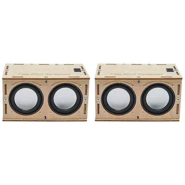 2X DIY Bluetooth Højttaler Boks Kit Elektronisk Lydforstærker Byg Din Egen Bærbare Trækasse Blå