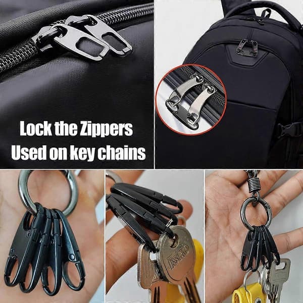 Zipper Clip Anti-theft, Double Opening Zipper Puller Replacement, Removable Zipper Connectors Zipper Lock-Black 4PCS[SL]