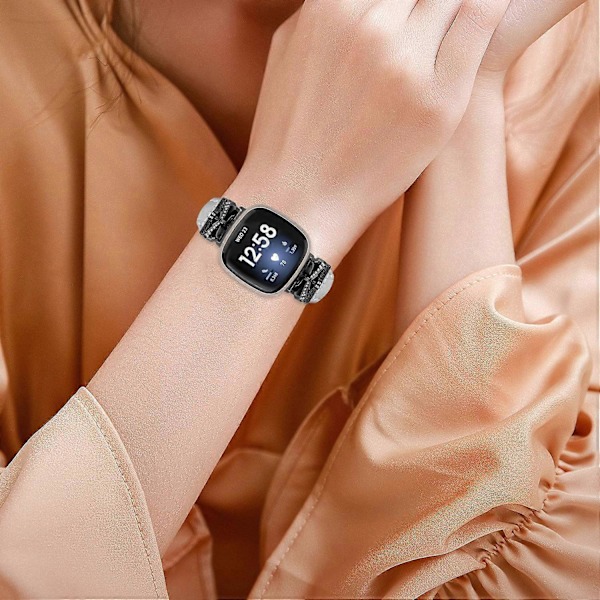 Typ C Svart Spänne Armband för Fitbit Versa 3/4/Sense/Sense 2 Fjärilskontakt Smartwatch Style C