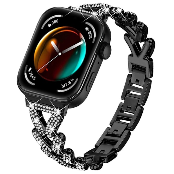 Sinkkiseoksesta valmistettu kierretty rannekoru strassikoristeilla Huawei Watch Fit 3 -kellolle Style B
