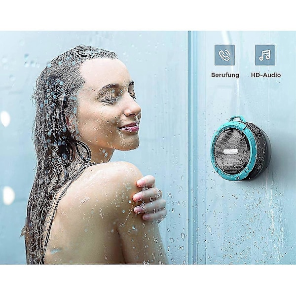 Vedenkestävä Bluetooth-kaiutin, Bluetooth-suihkukaiutin voimakkaalla stereolla, langaton Bluetooth-suihkukaiutin klipsillä ja imukupilla, pieni kannettava langaton