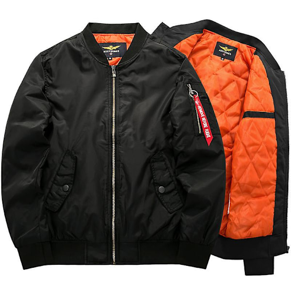 Herr Ma1 Jacka Vinter Utomhus Tjock Kvalitets Nylon Amerikansk Militär Uniform Pilot Unisex Kappa Manlig Bomber Flygarjacka black M