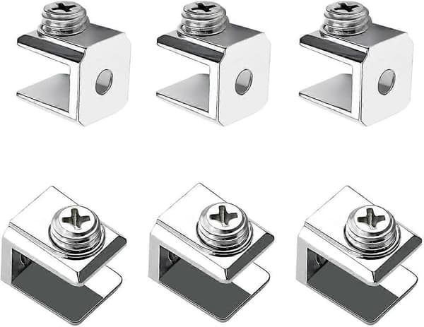 16-pack glashyllklämmor, glasklämmor, väggmonterade glashyllkonsoler för 3-8 mm glashyllor, justerbara klämmor
