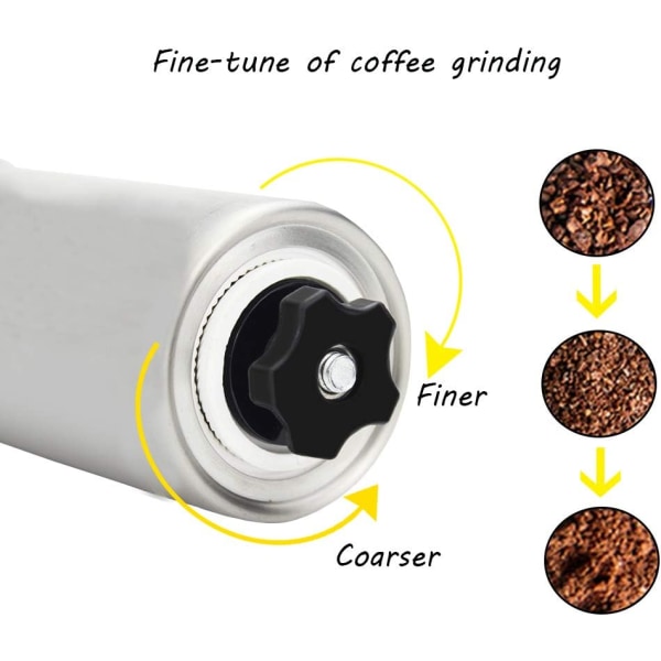 Manuell kaffekvarn med justerbar inställning - Kvarn för öl och rostfritt stål - kaffekvarn