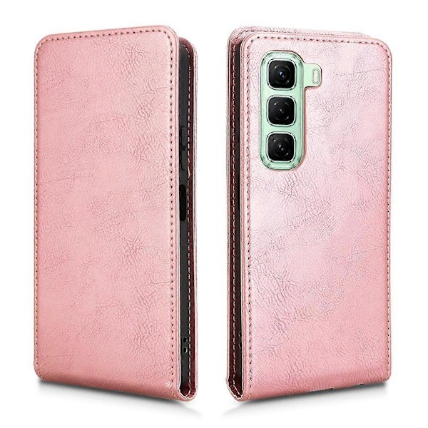Vertikalt Flip Lærdeksel For Infinix Hot 50 4G Rose Gold