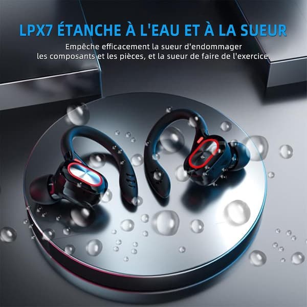 Sport Wireless Bluetooth Headphones, Wireless Earbuds with Microphone Bluetooth, Hi-Fi Stereo Bluetooth Headset Bluetooth Headset for Sports, Work Dark