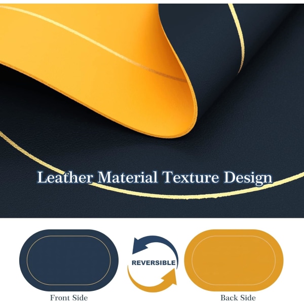Faux skinn placemats sett med 4 - Dobbeltsidig farge oval design spisebord matter vanntett varmebestandig innendørs utendørs hjemmedekor