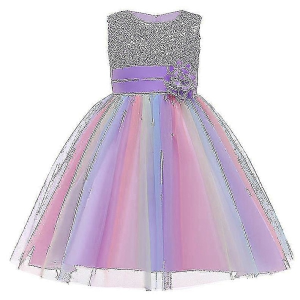 Tyttöjen Sekvenssit Meidän Rainbow Tutu Syntymäpäiväjuhla Prinsessa Meidän Kilpailun Meidän Kukka Meidän 160cm(9-10T) Purple