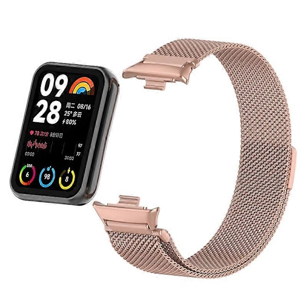 Type I Magnetisk rem i rustfrit stål Milanese urrem med stik til Xiaomi Smart Band 8 Pro Style J
