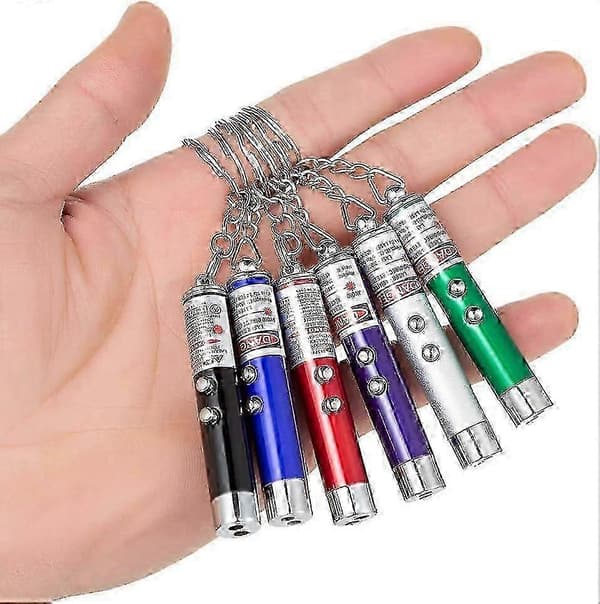25-26 6 STK Kattelegetøj Laserpointer Mini Nøglering Laserpointer LED Lommelygte Hund Laserlegetøj Kæledyr