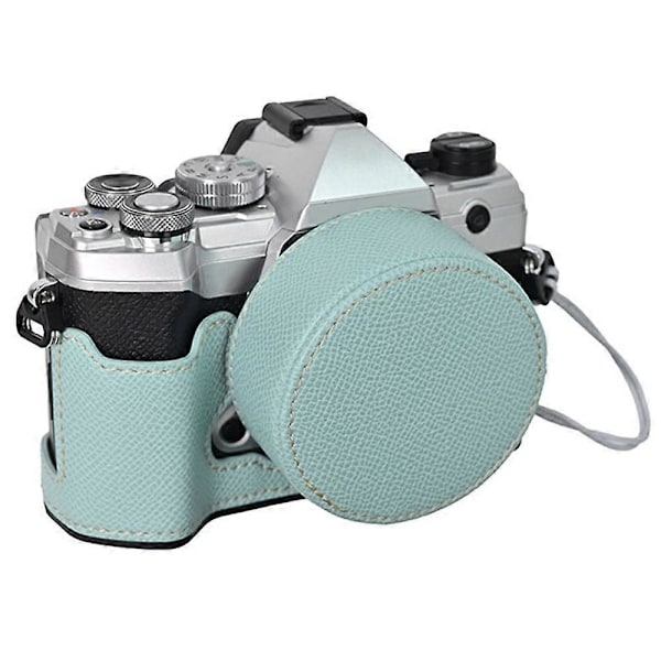 Type C Kameraveske for Olympus OM-5, Halvt Innpakket Lær Bunndeksel med Objektivdeksel Style A