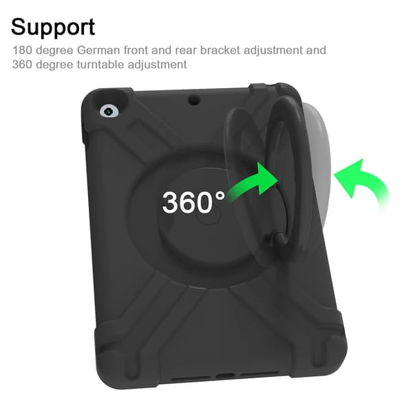 Børnecover roterbart stativ, iPad 10.2 / 10.5 / Air 3, sort Sort Svart Silikon/Gummi