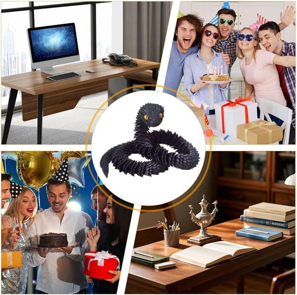 3D-printade djur | Ledade stressleksaker | 60 cm lång flexibel 3D-printad orm, perfekt för barn och