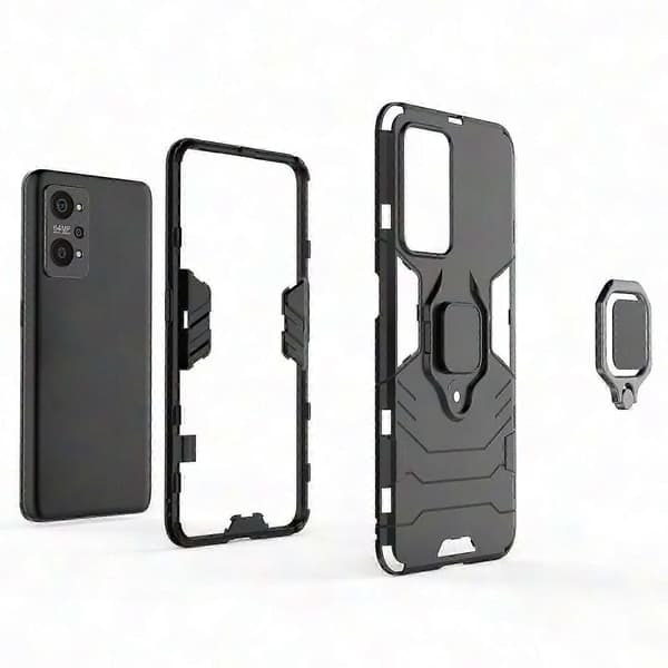 Magnetisk Ringholder Støtsikkert PC + TPU-deksel til Realme GT Neo2 5G Navy Blue