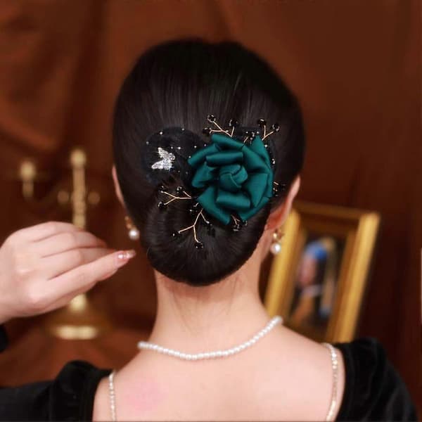 Magic Twist Bun Hårklämma - Blomrulle, 5-sekunders styling, Lat Verktyg red