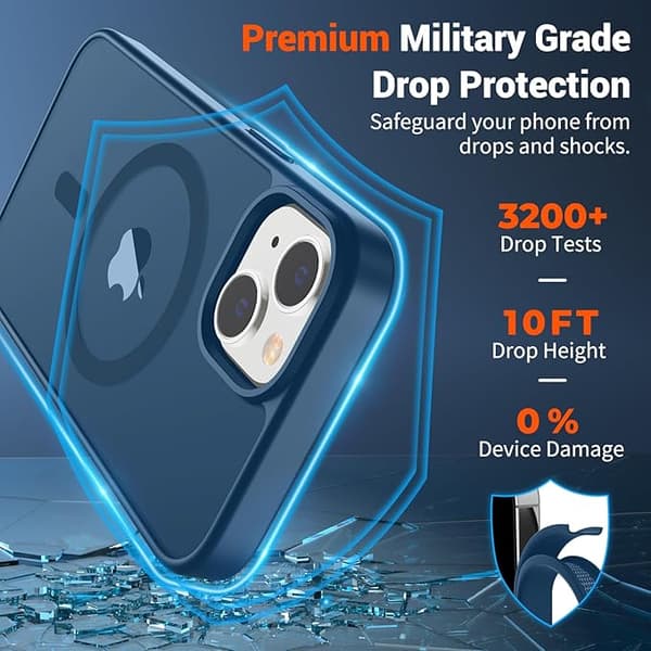 SUPFINE Magnetic Case for iPhone 15pro, MagSafe Compatible, Military Grade Protection, Slim Matte Translucent Shockproof Case, Dark Purple Deep Blue iphone15pro deep blue