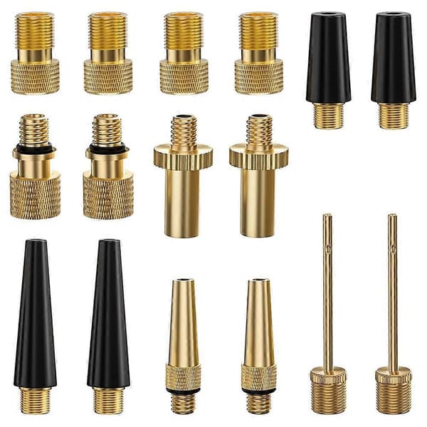 16PCS Premium Cykel Presta Schrader Ventiladapter, Inklusive Bollpumpnål, Cykelpumpadapter