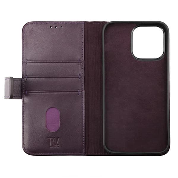 iPhone 14 Pro Wallet Case Leather Rvelon - Purple Purple