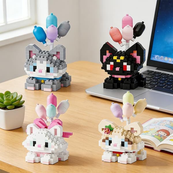 Minikat byggeklodssæt, 4 dele, 3D-puslespil