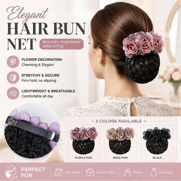 Blommig hårnät med elegant design Subtil blommig accent Lämplig för formella evenemang Black One size