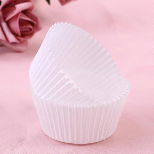 100 stk. bageforme af papir, cupcake-indpakninger, muffinforme, kagekopper til fest (hvid) White