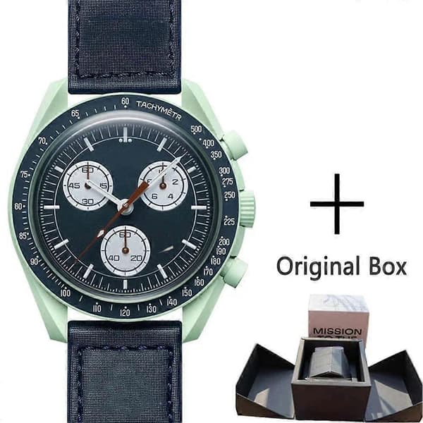 Planet Six Hånds Quartz Ur Kronograf Lysende Display Vandafvisende Måne Merkur Design A A