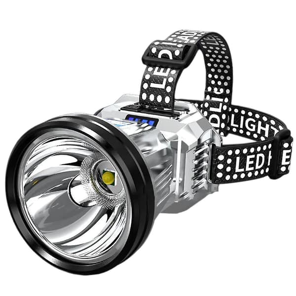 Högdriven pannlampa med strömdisplay för nödsituationer utomhus Yellow Light