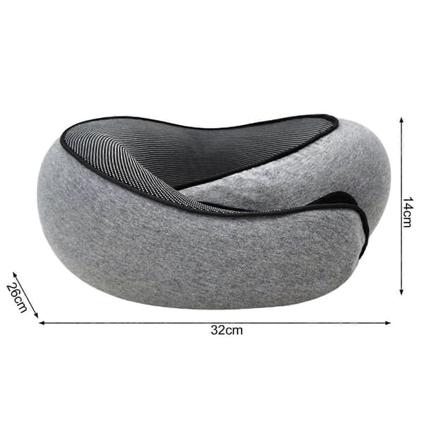 Memory Foam Travel Neck Pillow 360 Degree Support U-Shaped Airplane Pillow with Adjustable Velcro Sleeping Pillow Black Black