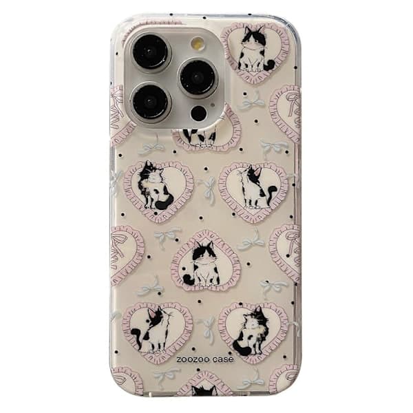 For iPhone 15 Pro TPU Case Cartoon Cat IMD Shockproof Phone Cover