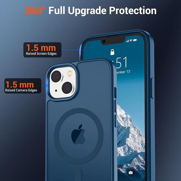 SUPFINE Magnetic Case for iPhone 15pro, MagSafe Compatible, Military Grade Protection, Slim Matte Translucent Shockproof Case, Dark Purple Deep Blue iphone15pro deep blue