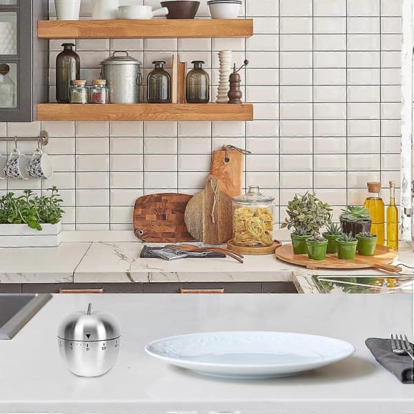 Æbleformet mekanisk timer til køkkenmadlavning og bagepåmindelse 60 minutters nedtælling bærbar metaltimer 2.95X2.36X2.36 tommer