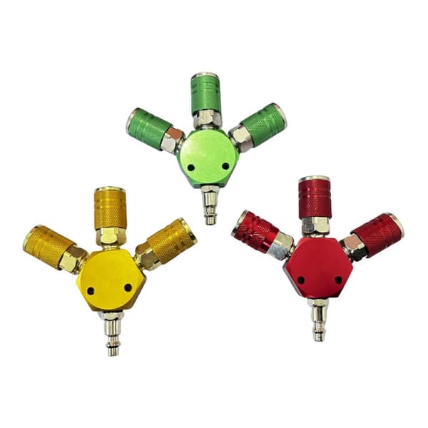 Luftkompressor Grenrörskoppling 3-vägs snabbkopplingar Lufttäta industriella luftpluggkompressoradapter Red
