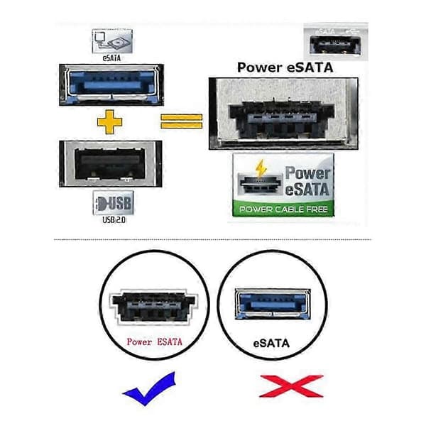 7+15Pin SATA HDD til strøm ESATA-adapter strøm ESATA USB 2.0 5V 12V