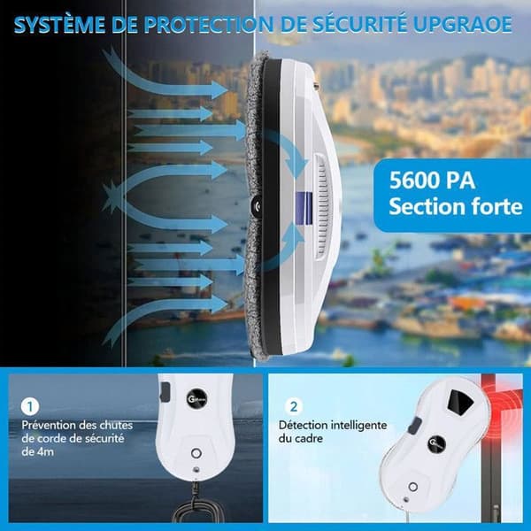 5600Pa Electric Window Cleaning Robot - Water Spray Function - 3 Modes ...