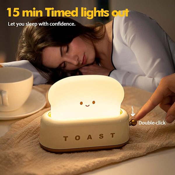 LED Night Light Toast Bread Design Rechargeable with Timer