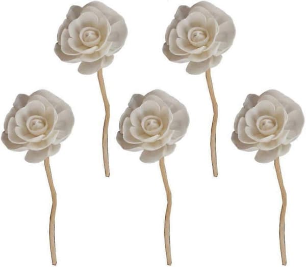 Diffuserpinde Træ Rattan Diffuserpinde Naturlig Æterisk Olie Aroma Kunstig Blomst Diffuserpinde til Kontor Hjem Indretning 5 Stk Bølget Rør Di