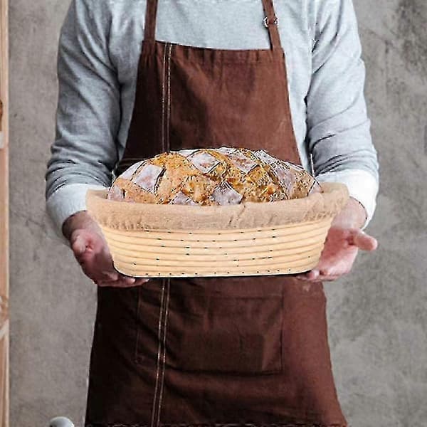 Håndlavet oval hævekurv med brødkniv til dej
