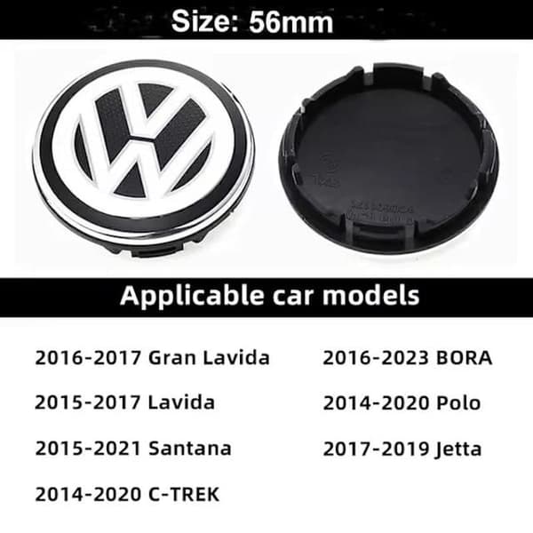 4-pack Volkswagen Navkapslar - Hjulnavemblem 56mm Silver Silver
