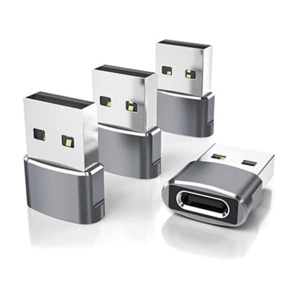 4-pakning USB til USB-C-adapter, Type-C hunn til A hann billaderkonverter for nye iPhone 16 Pro Max Plus 15 14 13, Appl-FD17-