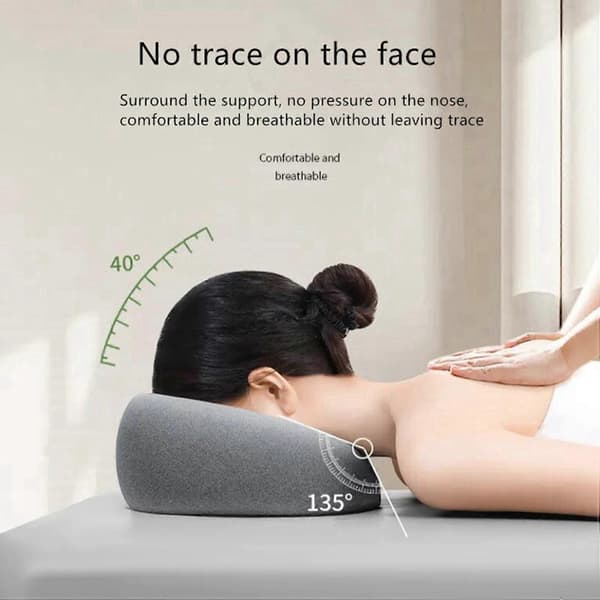 2X Ergonomi Liggande Kudde Memory Foam Huvudstöd Stödkudde Kroppsmassage Ansiktskudde för Skönhetssalong-A Grey