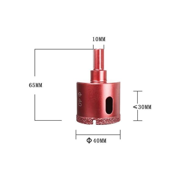 40 mm diamantbor til fliser, glas, marmor, granit - hulsav