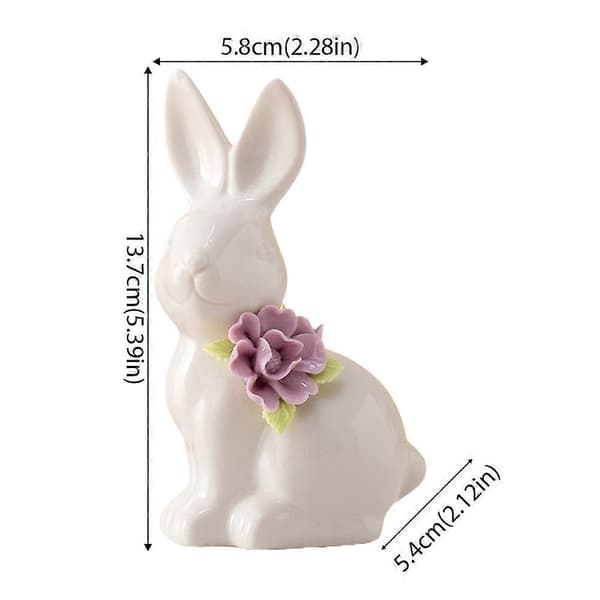 Påsk Keramisk Kaninprydnad med Blomma Vår Heminredningspresent F