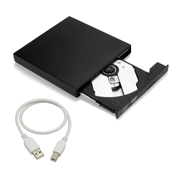 Ekstern DVD/CD-brenner USB 2.0 Slim for PC Svart