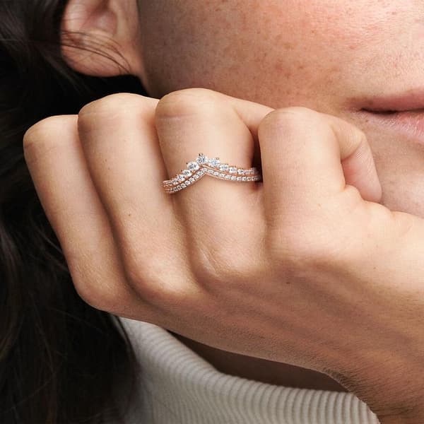 Pandora - Princess Wishbone Ring - 14k roséguldpläterad Circumference: 56mm