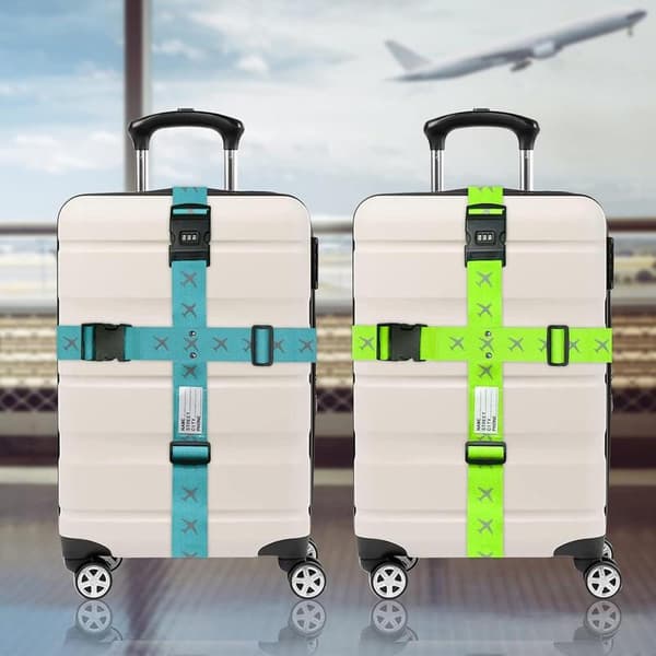 2-pack Reflective Luggage Strap with Number Lock - Suitcase Baggage Belt & Suitcase Strap Blue